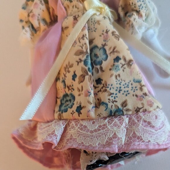 Vintage 1984 Ornament Kurt Adler 6" Porcelain Doll Floral Christmas Tree Holiday - Picture 4 of 5